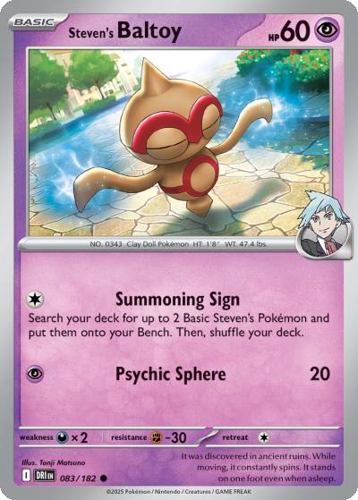 Steven's Baltoy 83/182 Destined Rivals Pokemon card