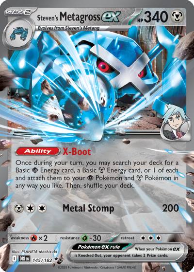 Steven's Metagross ex 145/182 Destined Rivals Pokemon card