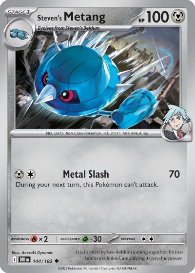 Steven's Metang 144/182 Destined Rivals Pokemon card