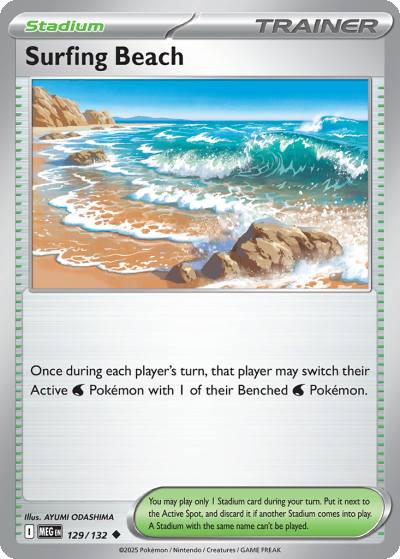 Surfing Beach 129/132 Mega Evolution Pokemon card