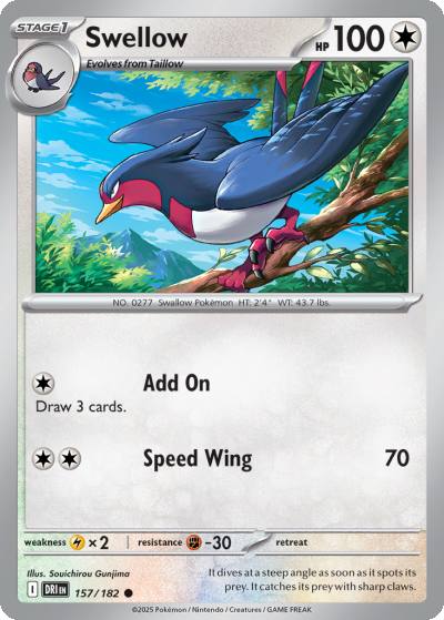 Swellow 157/182 Destined Rivals Pokemon card