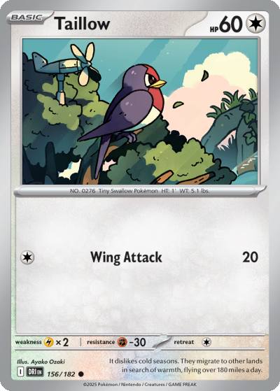 Taillow 156/182 Destined Rivals Pokemon card