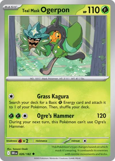 Teal Mask Ogerpon 26/182 Destined Rivals Pokemon card