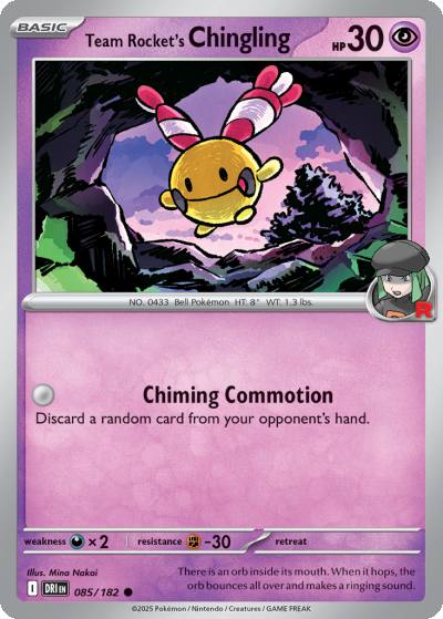 Team Rocket's Chingling 85/182 Destined Rivals Pokemon card