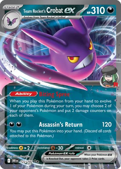 Team Rocket's Crobat ex 122/182 Destined Rivals Pokemon card