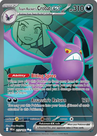 Team Rocket's Crobat ex 217/182 Destined Rivals Pokemon card