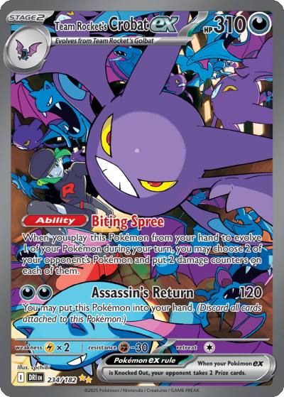 Team Rocket's Crobat ex 234/182 Destined Rivals Pokemon card
