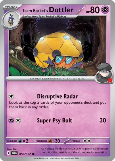 Team Rocket's Dottler 88/182 Destined Rivals Pokemon card