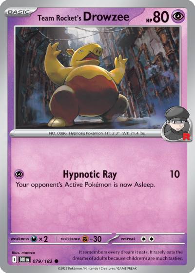 Team Rocket's Drowzee 79/182 Destined Rivals Pokemon card
