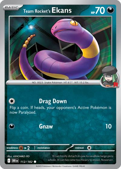 Team Rocket's Ekans 112/182 Destined Rivals Pokemon card
