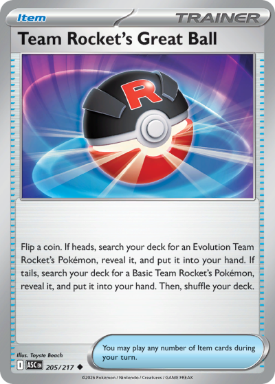 Team Rocket's Great Ball 205/217 Ascended Heroes Pokemon card