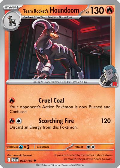 Team Rocket's Houndoom 38/182 Destined Rivals Pokemon card