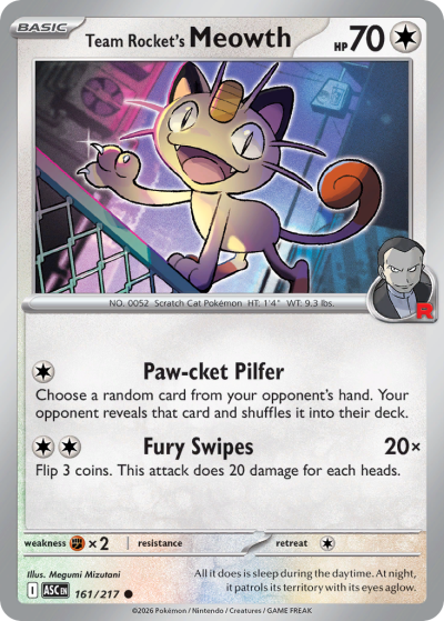 Team Rocket's Meowth 161/217 Ascended Heroes Pokemon card