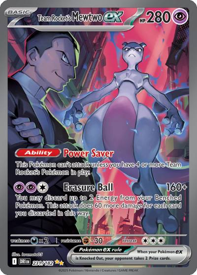 Team Rocket's Mewtwo ex 231/182 Destined Rivals Pokemon card