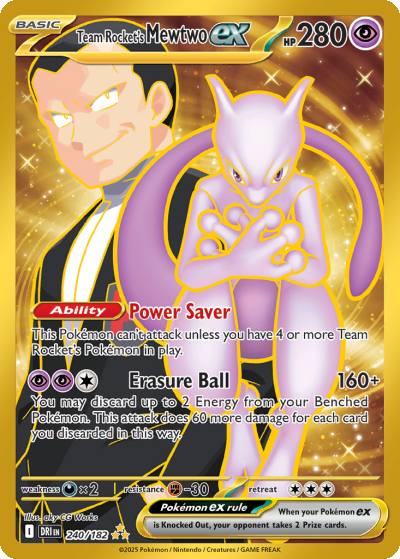 Team Rocket's Mewtwo ex 240/182 Destined Rivals Pokemon card