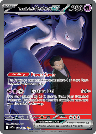 Team Rocket's Mewtwo ex 281/217 Ascended Heroes Pokemon card