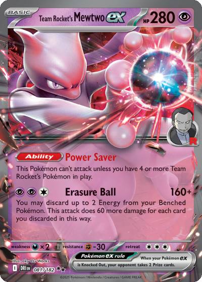 Team Rocket's Mewtwo ex 81/182 Destined Rivals Pokemon card