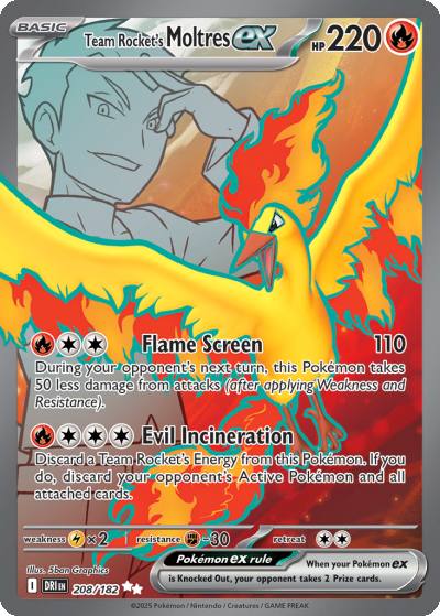 Team Rocket's Moltres ex 208/182 Destined Rivals Pokemon card