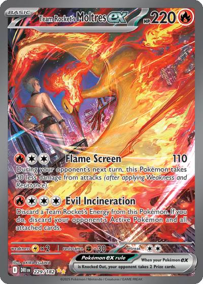 Team Rocket's Moltres ex 229/182 Destined Rivals Pokemon card