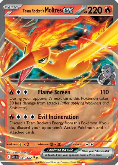 Team Rocket's Moltres ex 31/182 Destined Rivals Pokemon card