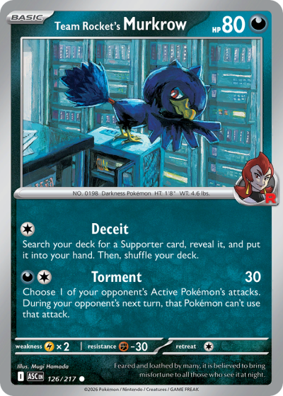 Team Rocket's Murkrow 126/217 Ascended Heroes Pokemon card