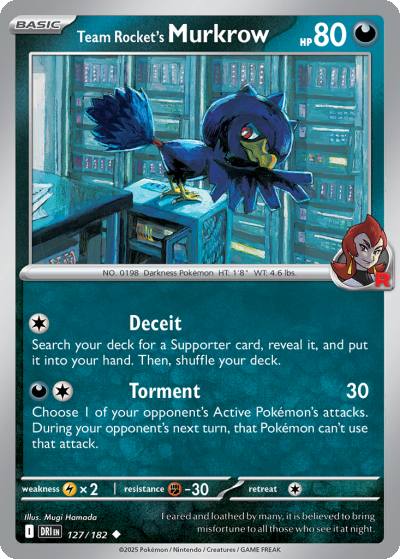 Team Rocket's Murkrow 127/182 Destined Rivals Pokemon card