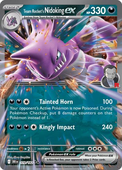 Team Rocket's Nidoking ex 119/182 Destined Rivals Pokemon card