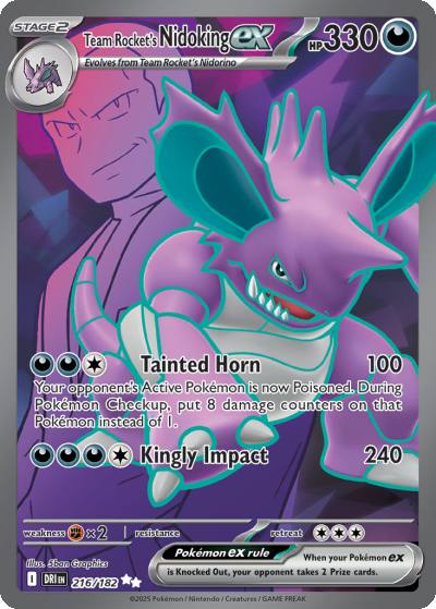 Team Rocket's Nidoking ex 216/182 Destined Rivals Pokemon card