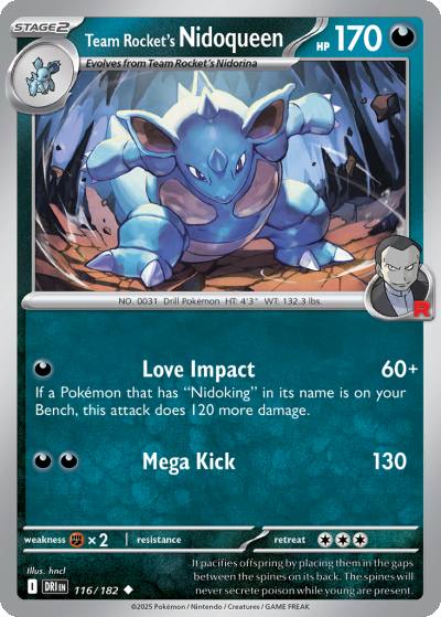 Team Rocket's Nidoqueen 116/182 Destined Rivals Pokemon card