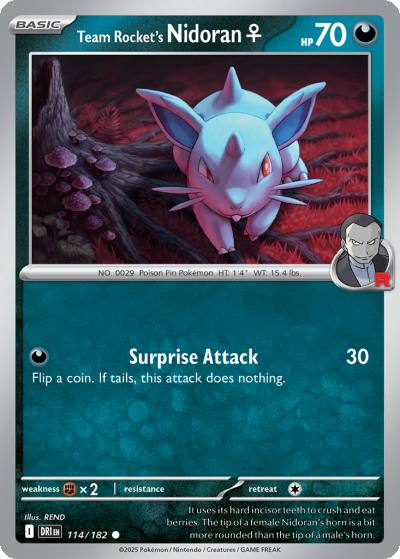 Team Rocket's Nidoran♀ 114/182 Destined Rivals Pokemon card