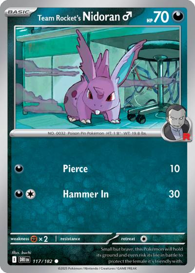 Team Rocket's Nidoran♂ 117/182 Destined Rivals Pokemon card