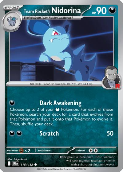 Team Rocket's Nidorina 115/182 Destined Rivals Pokemon card