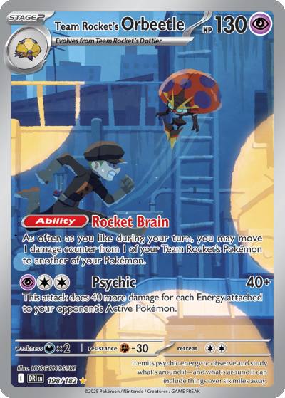 Team Rocket's Orbeetle 198/182 Destined Rivals Pokemon card