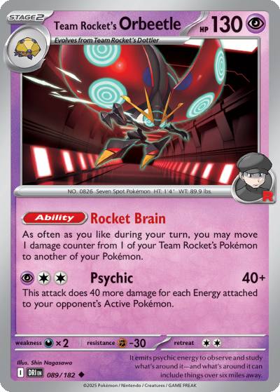 Team Rocket's Orbeetle 89/182 Destined Rivals Pokemon card