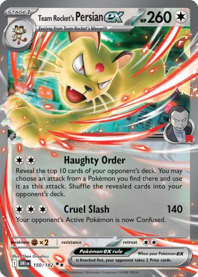 Team Rocket's Persian ex 150/182 Destined Rivals Pokemon card