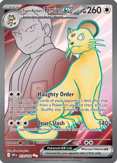 Team Rocket's Persian ex 219/182 Destined Rivals Pokemon card