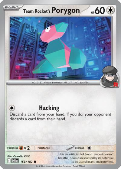 Team Rocket's Porygon 153/182 Destined Rivals Pokemon card