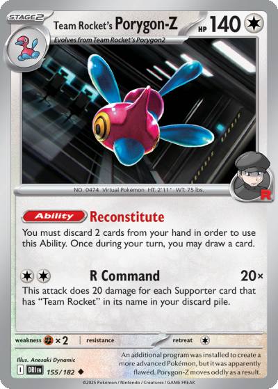 Team Rocket's Porygon-Z 155/182 Destined Rivals Pokemon card
