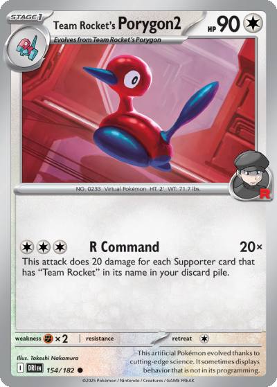 Team Rocket's Porygon2 154/182 Destined Rivals Pokemon card