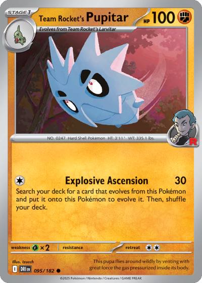 Team Rocket's Pupitar 95/182 Destined Rivals Pokemon card