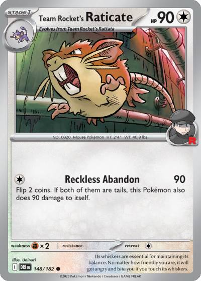 Team Rocket's Raticate 148/182 Destined Rivals Pokemon card
