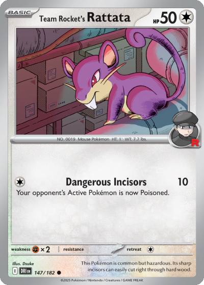 Team Rocket's Rattata 147/182 Destined Rivals Pokemon card