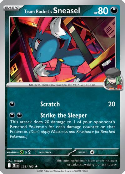 Team Rocket's Sneasel 128/182 Destined Rivals Pokemon card