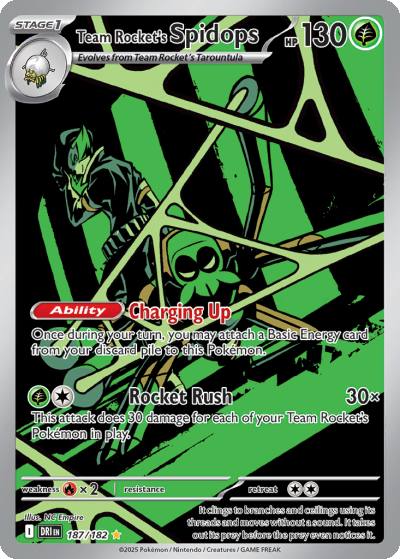 Team Rocket's Spidops 187/182 Destined Rivals Pokemon card