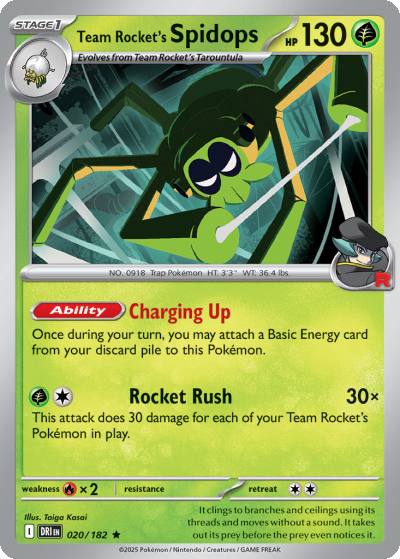 Team Rocket's Spidops 20/182 Destined Rivals Pokemon card