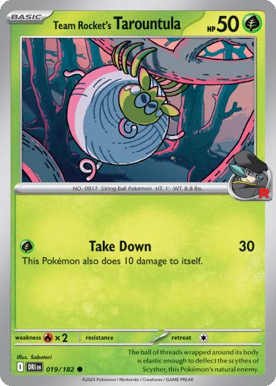 Team Rocket's Tarountula 19/182 Destined Rivals Pokemon card