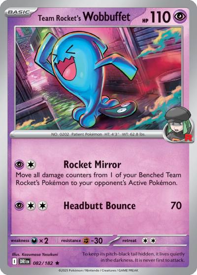 Team Rocket's Wobbuffet 82/182 Destined Rivals Pokemon card