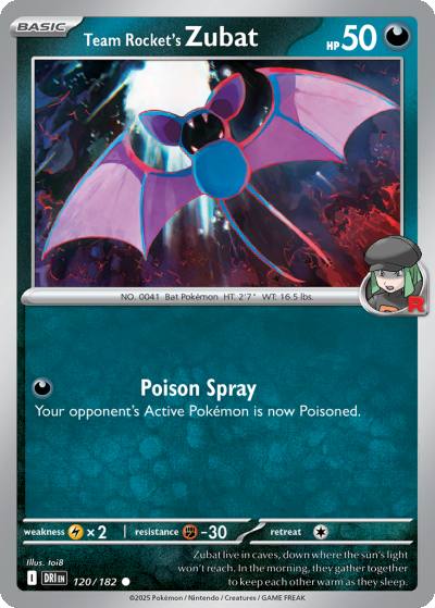 Team Rocket's Zubat 120/182 Destined Rivals Pokemon card