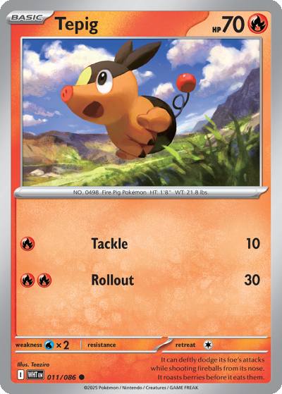 Tepig 11/86 White Flare Pokemon card