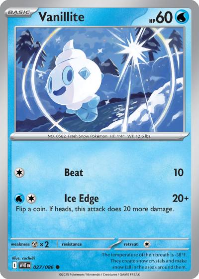 Vanillite 27/86 White Flare Pokemon card